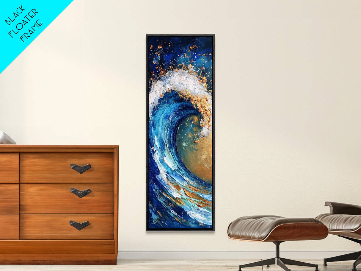 Ocean Wave, coastal decor, nautical painting, seascape painting, blue and green wall art, extra wide art, Canvas Print