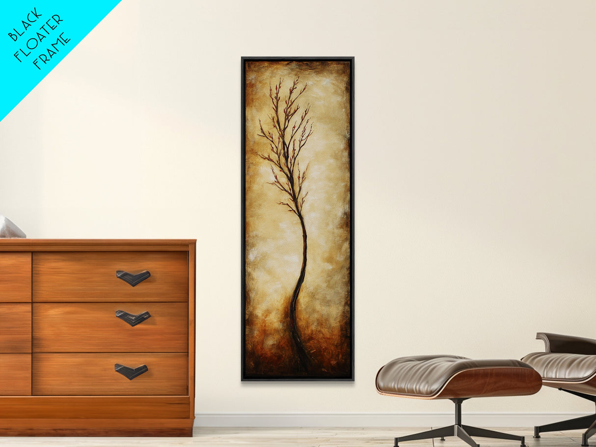 Minimalist Tree, birch tree painting, rustic wall art, farmhouse art, wabi sabi wall art, framed canvas print, vertical wall art