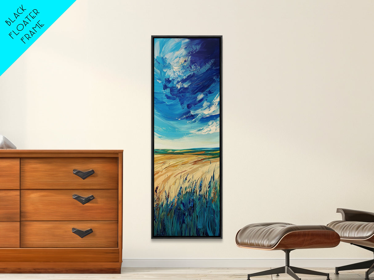 Prairie Storm, landscape painting, framed canvas print, moody art, rustic wall art, southwest wall art, extra wide art, boho art