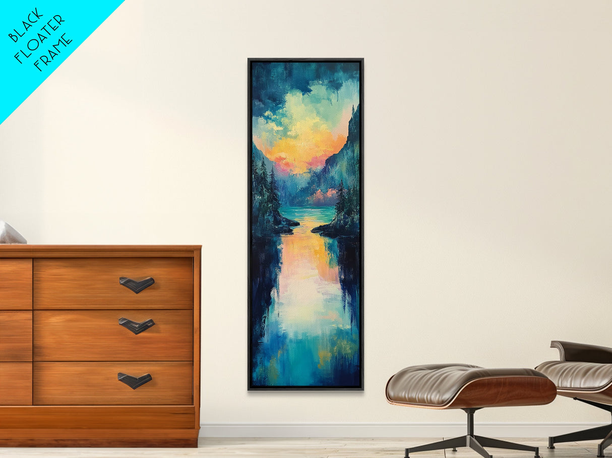 Moody Landscape Art, Sunset Painting, Smoky Mountain Art, Rustic Wall Art, Blue and Green Wall Art, Framed Canvas Print, Gift Idea