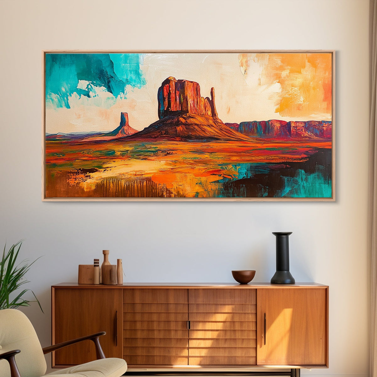 Southwest Landscape, Joshua tree art, desert painting, southwest wall art, framed canvas print, mountain painting, rustic wall art