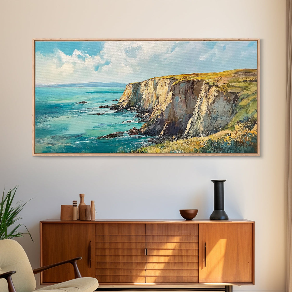 Ireland Painting, Coastal Cliffs, Ocean Landscape, Canvas Print, Nautical Wall Art, Coastal Landscape Art, Above Couch Art