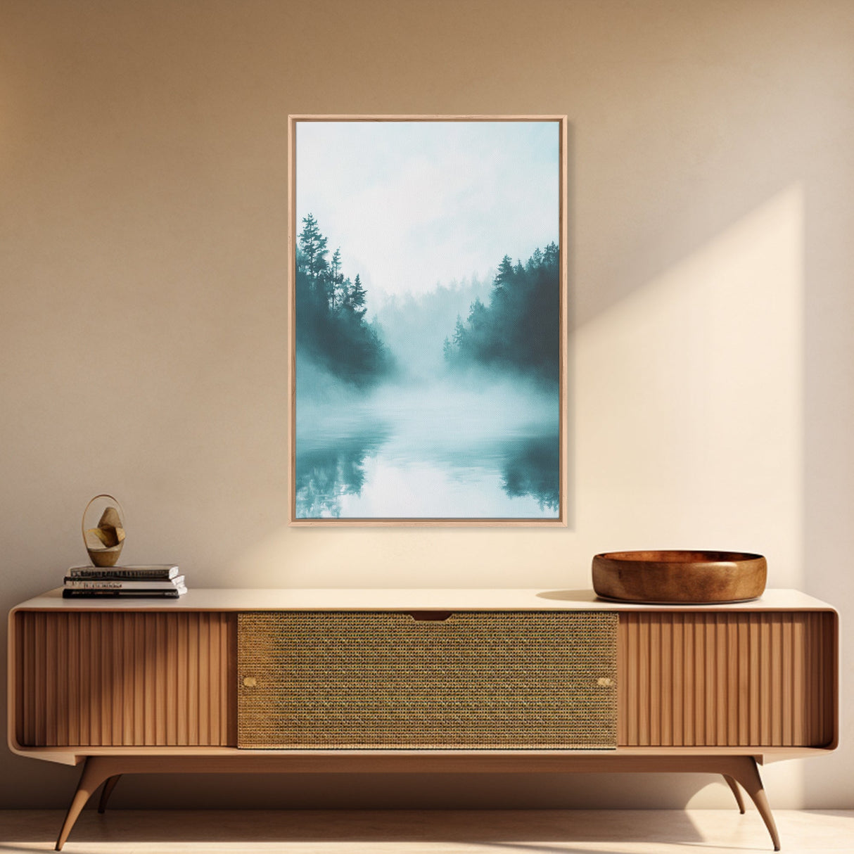 Misty Forest Painting, Pine Tree Art, Moody Landscape, Nature Wall Art, Tranquil Scenery, Green Wall Art, Canvas Print
