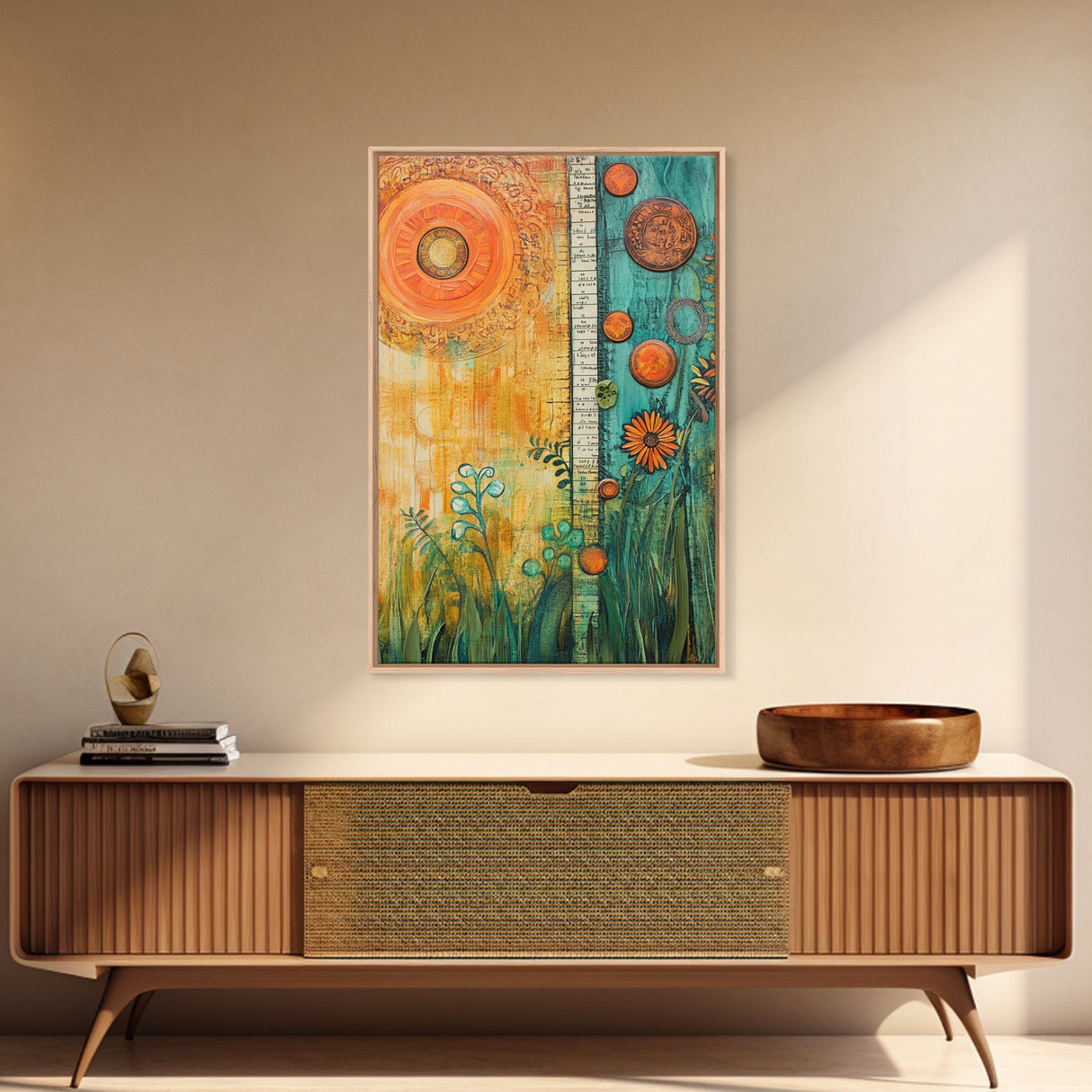 Sun and Nature, Botanical Prints, Sacred Geometry Wall Art, Moroccan Wall Art, Wabi Sabi Art, Canvas Print, Gift Idea