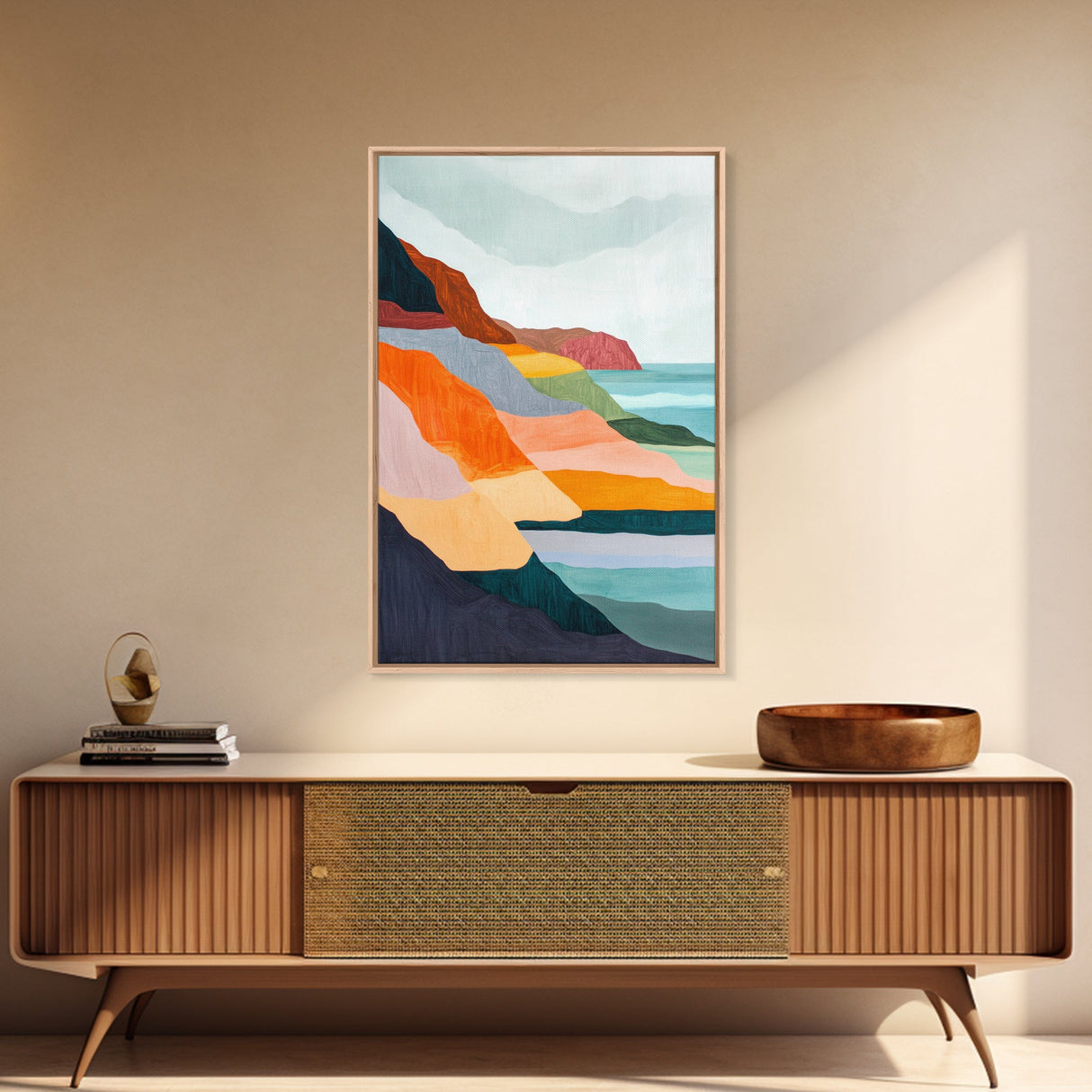 Geometric Cliffs, southwest wall art, geometric wall art, minimalist art, Canvas Print, landscape painting, above sofa art, wabi sabi art
