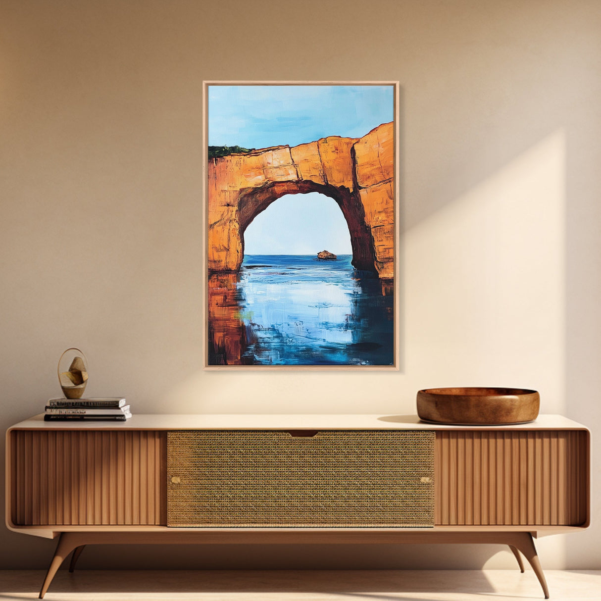 Ocean Arch, coastal painting, seascape painting, nautical decor, beach house art, extra wide art, framed canvas print, wall decor
