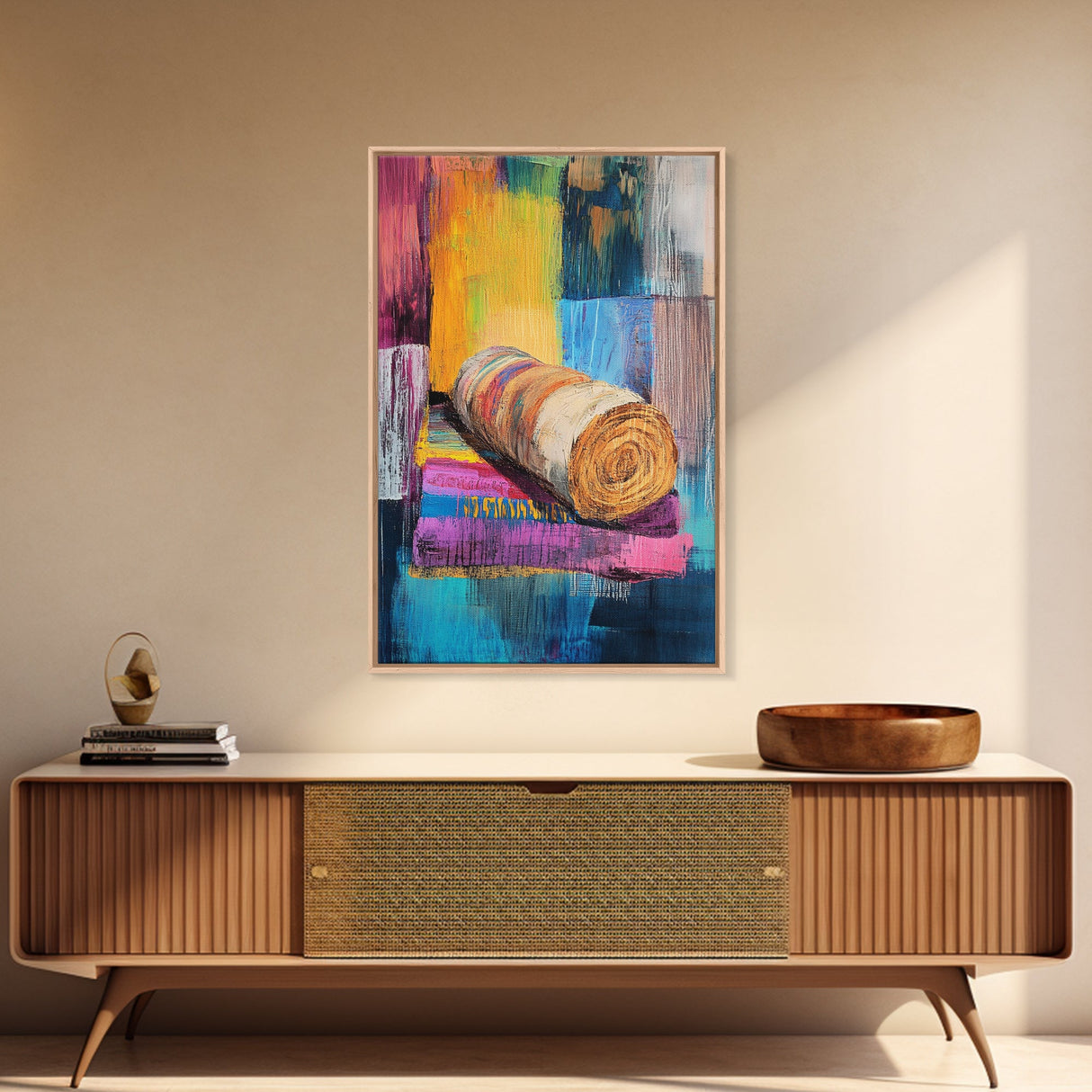Abstract Roll, Wabi Sabi Art, Modern Abstract Art, Geometric Wall Art, Colorful Art, Minimalist Art, Canvas Print, Gift Idea