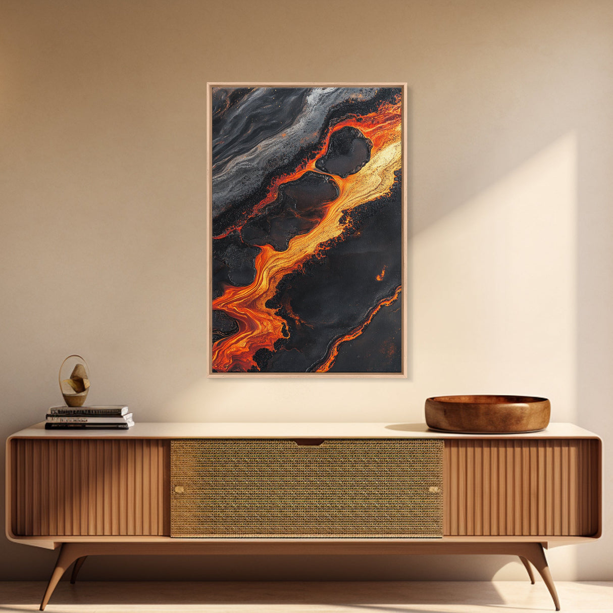 Molten Lava Flow Canvas Print Abstract Fire Art Modern Home Decor Dramatic Wall Artwork Industrial Style Accent Unique Gift Idea