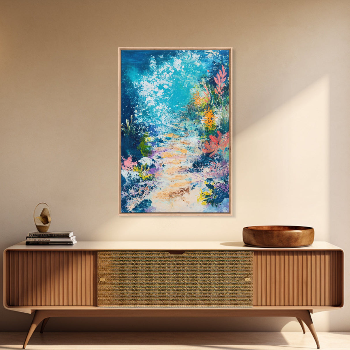 Underwater Fantasy Canvas Print Ocean Reef Wall Art, Abstract Sea Life Painting, Coastal Home Decor, Nautical Art, Beach House Decor