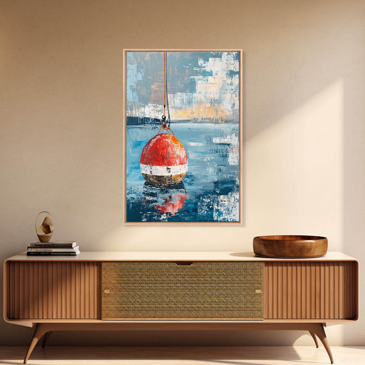 Fishing Buoy, Nautical Wall Art, Rustic Decor, Coastal Art, Ocean Art, Living Room Art, Canvas Print, Gift Idea