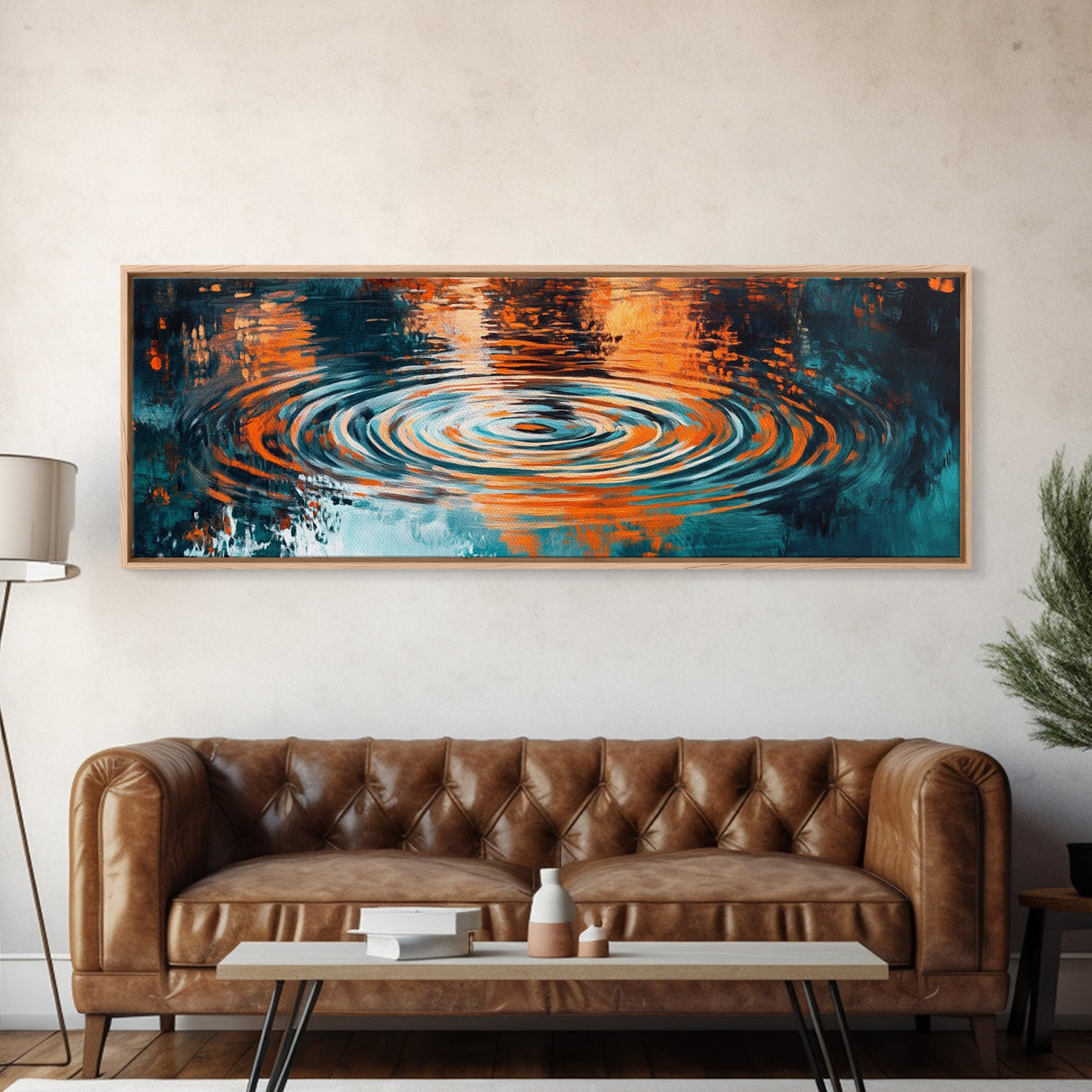 Ripple Effect Painting Abstract Water Reflection Wall Art Tranquil Zen Artwork Fluid Modern Decor Office Canvas Print