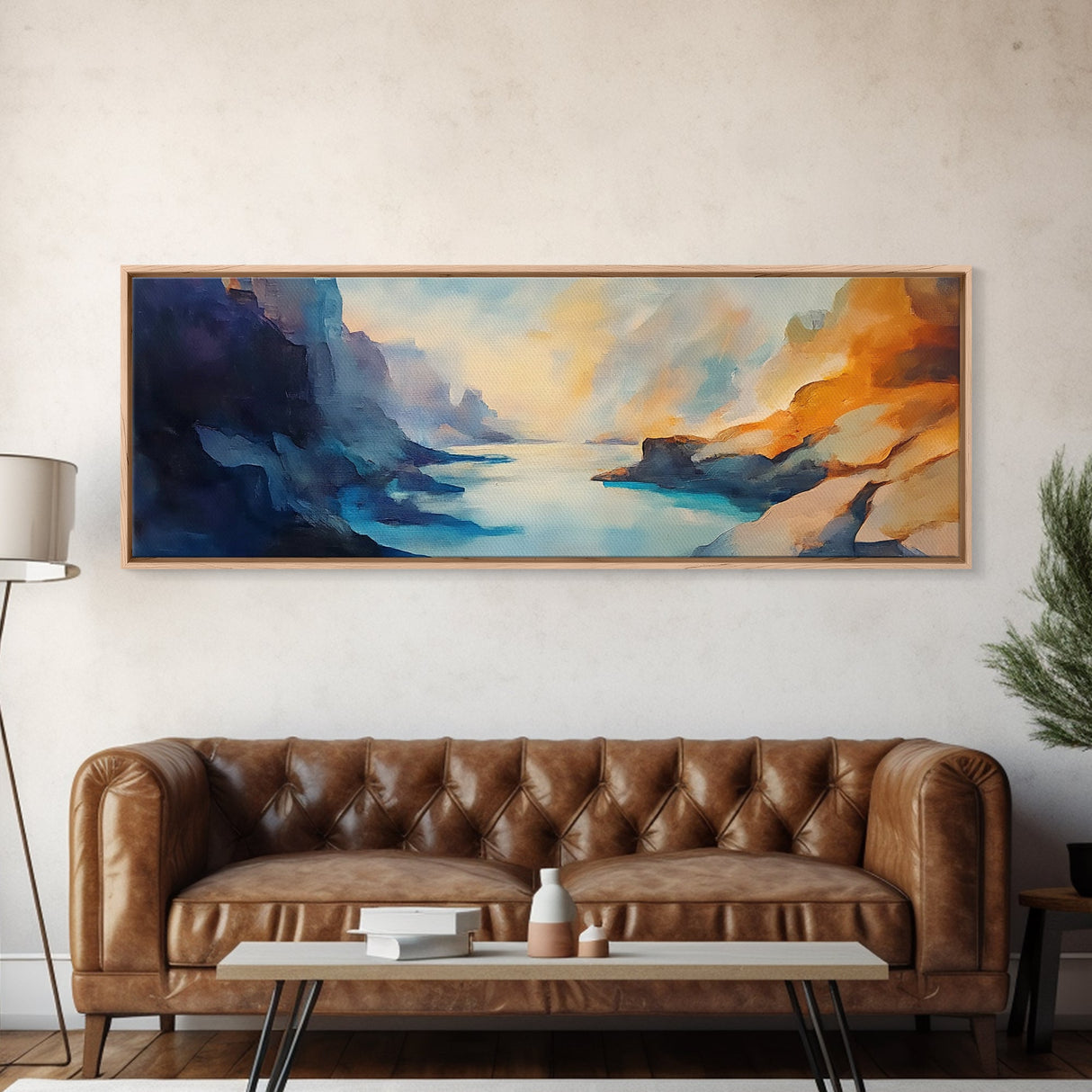 Print Ethereal Canyon Painting Misty River Landscape Wall Art Dreamy Nature Artwork Tranquil Modern Decor Bedroom