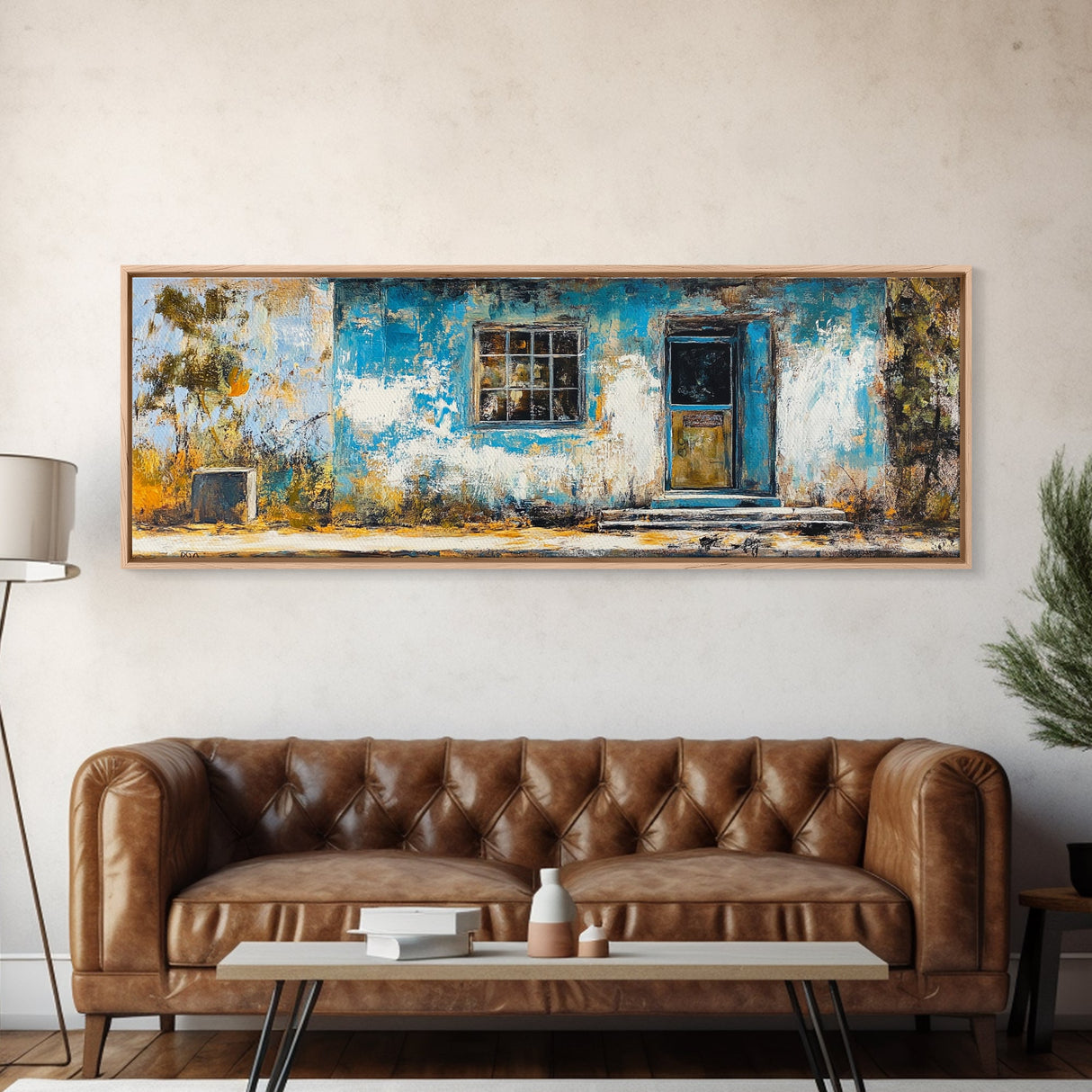 Weathered House Framed Canvas Print Rustic Wall Art, Home Decor, Old Building Painting, Shabby Chic Artwork, Farmhouse Aesthetic
