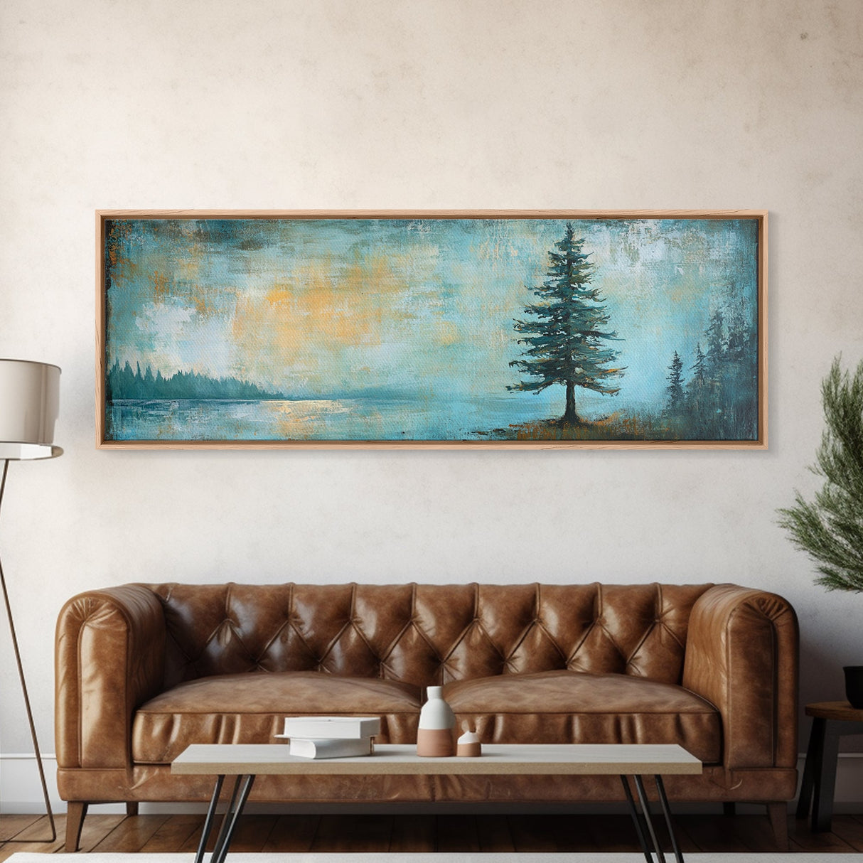 Solitary Tree, Abstract Nature, Textured Painting, Framed Canvas Print, Rustic Wall Art, Cozy Cabin Decor, Office Wall Decor