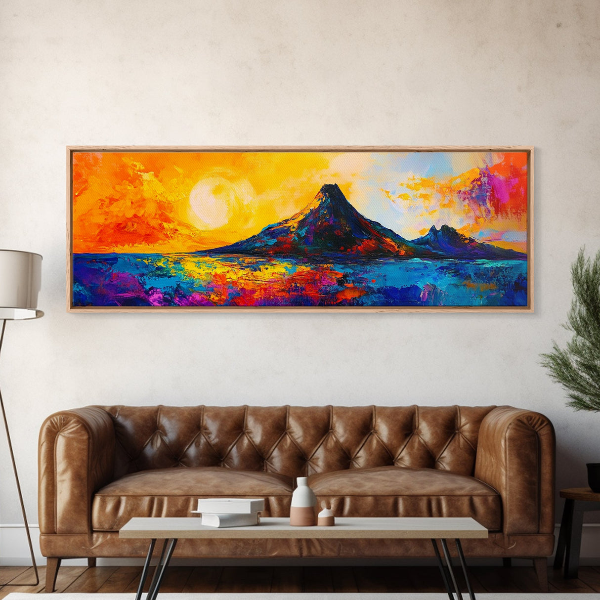 Fiery Sunset, Abstract Mountain, Canvas Print, Modern Landscape Art, Living Room Wall Decor, Bold Wall Art, Colorful Nature Art
