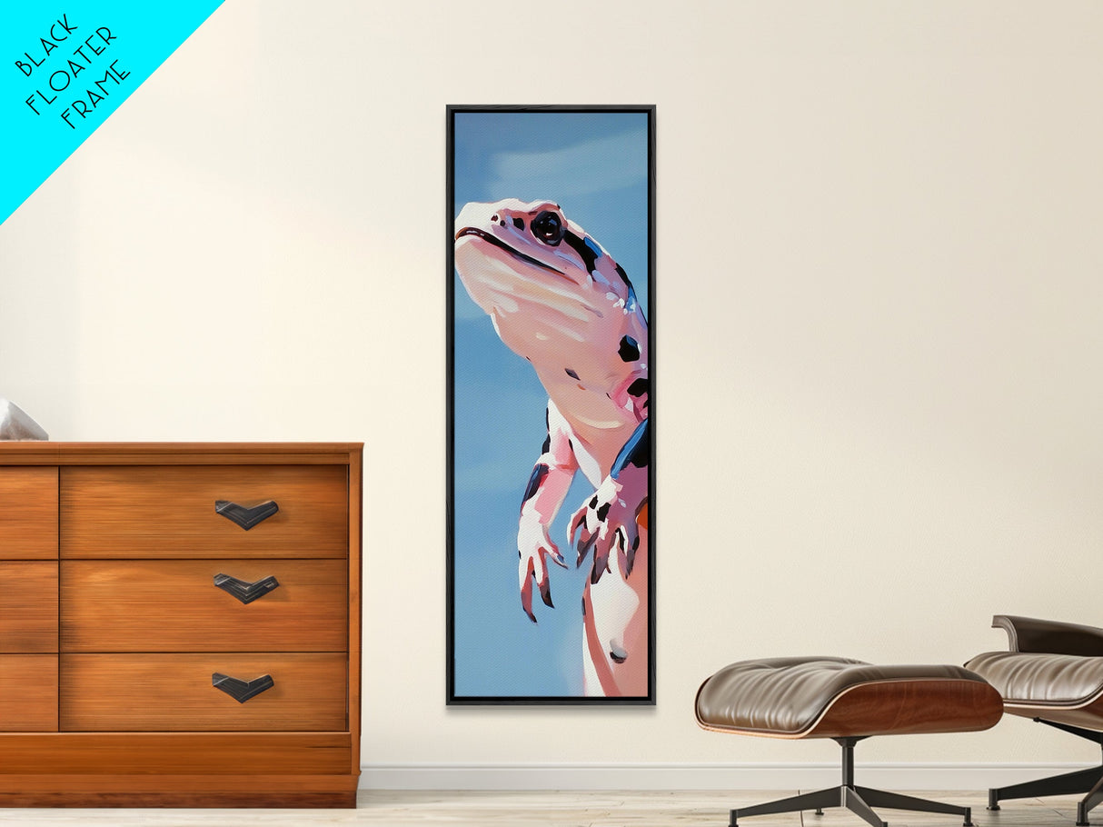 Frog Portrait, Whimsical Animal Art, Nature Wall Decor, Modern Minimalist Illustration, Playful Aesthetic, Kids Room Art, Canvas Print