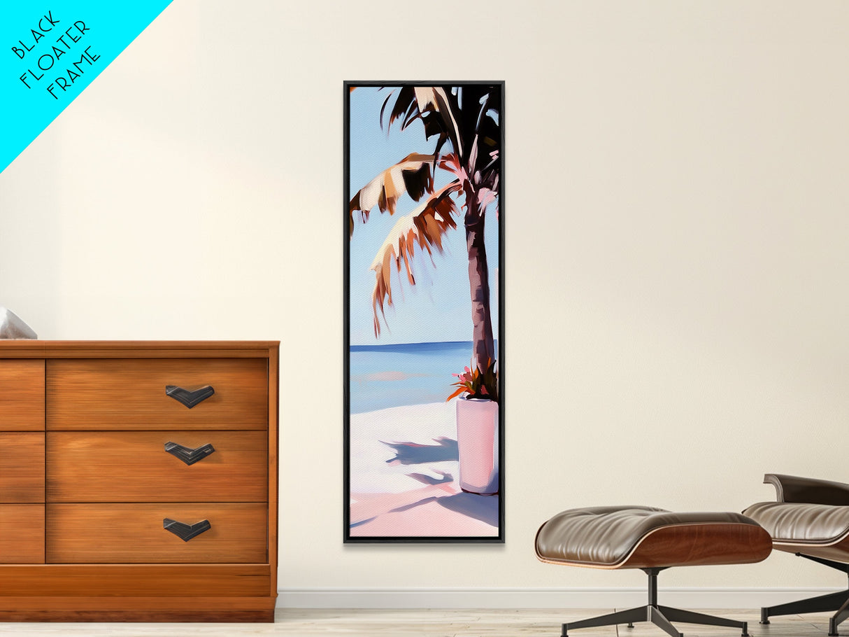 Palm Tree, Tropical, Beachy, Canvas Print, Summer Vibes Wall Art, Coastal Decor, Relaxing Seaside Painting, Minimalist Aesthetic