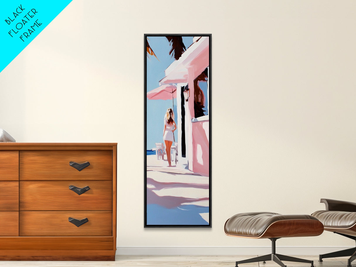 Pink Paradise, Coastal Retreat, Tropical Art, Canvas Print, Living Room Wall Art, Vacation Vibes, Minimalist Decor, Pastel Art