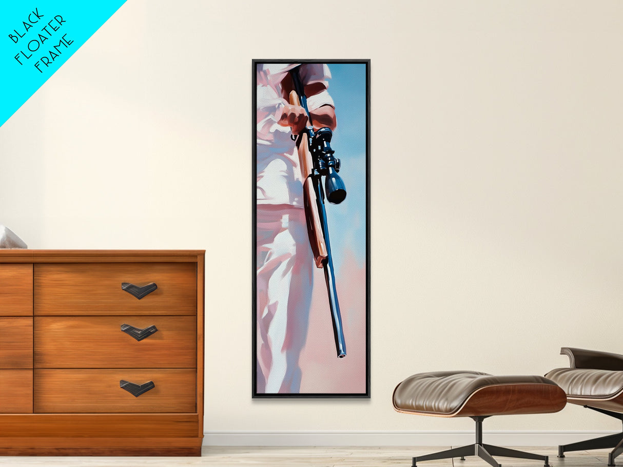 Sniper, Tactical Art, Framed Canvas Print, Military Inspired Decor, Dark Aesthetic, Action Movie Art, Office or Man Cave Wall Art