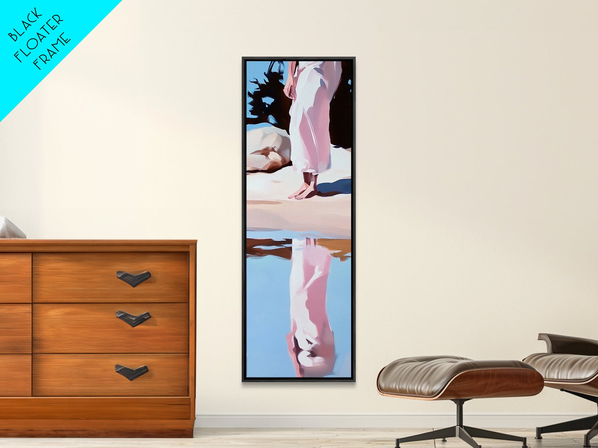 Barefoot Bliss, Soft Pastel Beach Art, Peaceful Escape, Serene Landscape, Earthy Tones, Coastal Decor, Bedroom Canvas Print