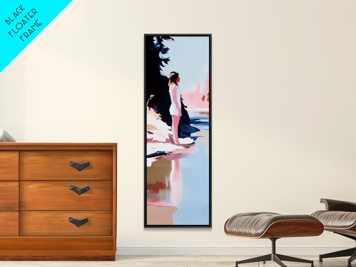 Serene Lake View, Reflection Art, Tranquil Scene, Minimalist Aesthetic, Framed Canvas Print, Nature Wall Art, Bedroom Decor, Pastel Tones