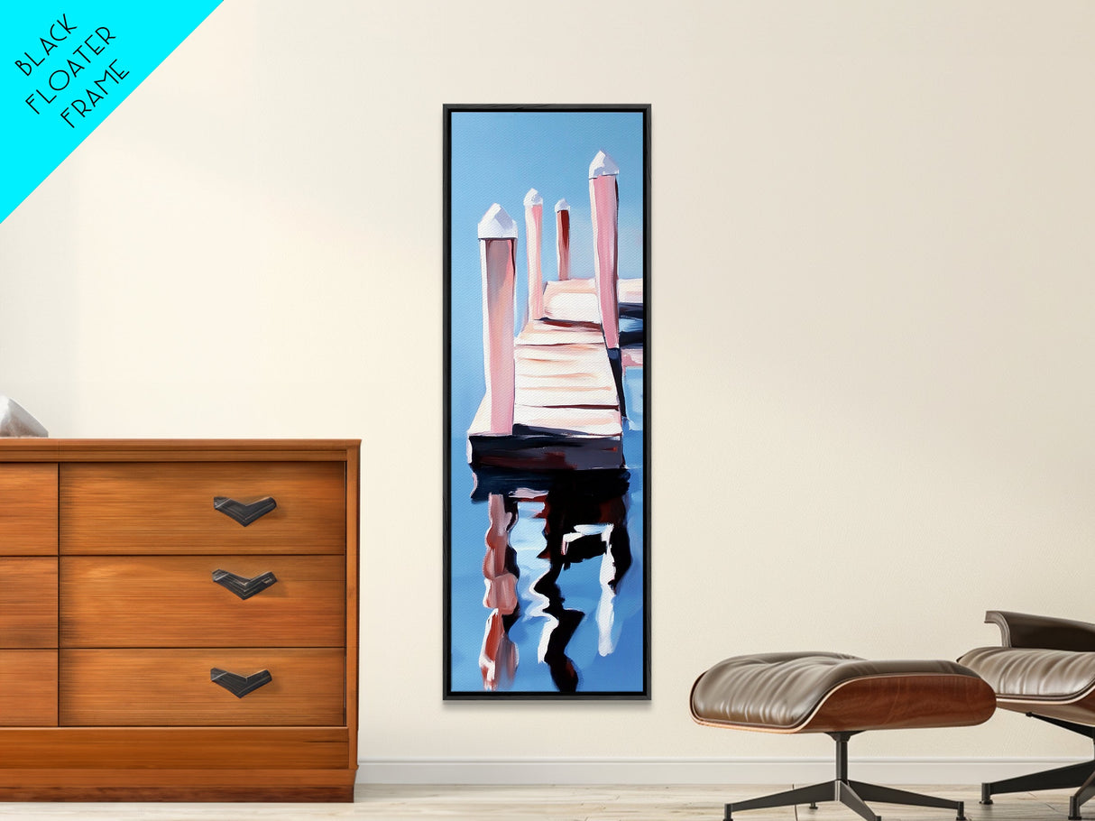Dock Reflection, Nautical Decor, Seaside Wall Art, Canvas Print, Minimalist Art, Coastal Aesthetic, Blue Wall Art, Modern Home Decor
