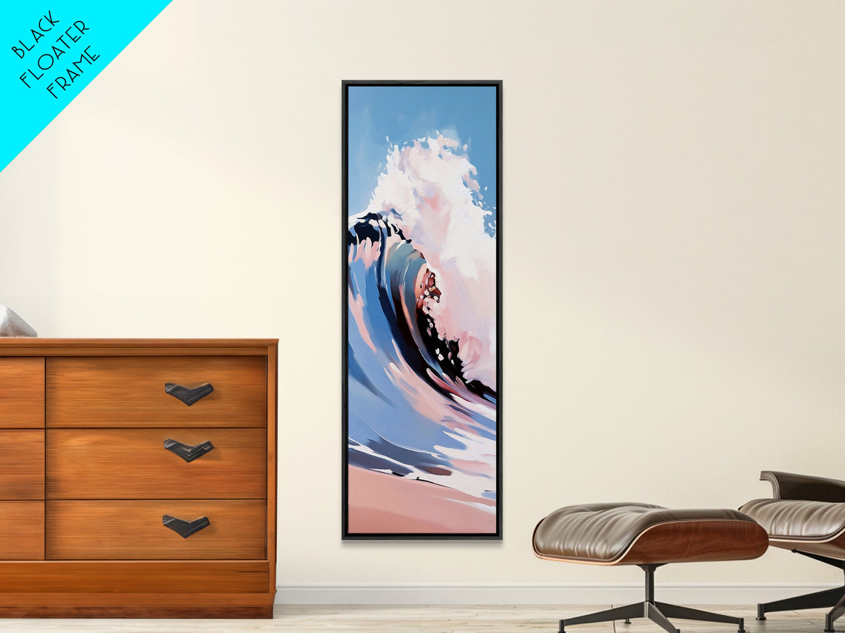 Ocean Wave Art, Coastal Surf Print, Pastel Beach Decor, Framed Canvas Print, Nautical Wall Art, Seascape Painting, Bathroom Wall Decor