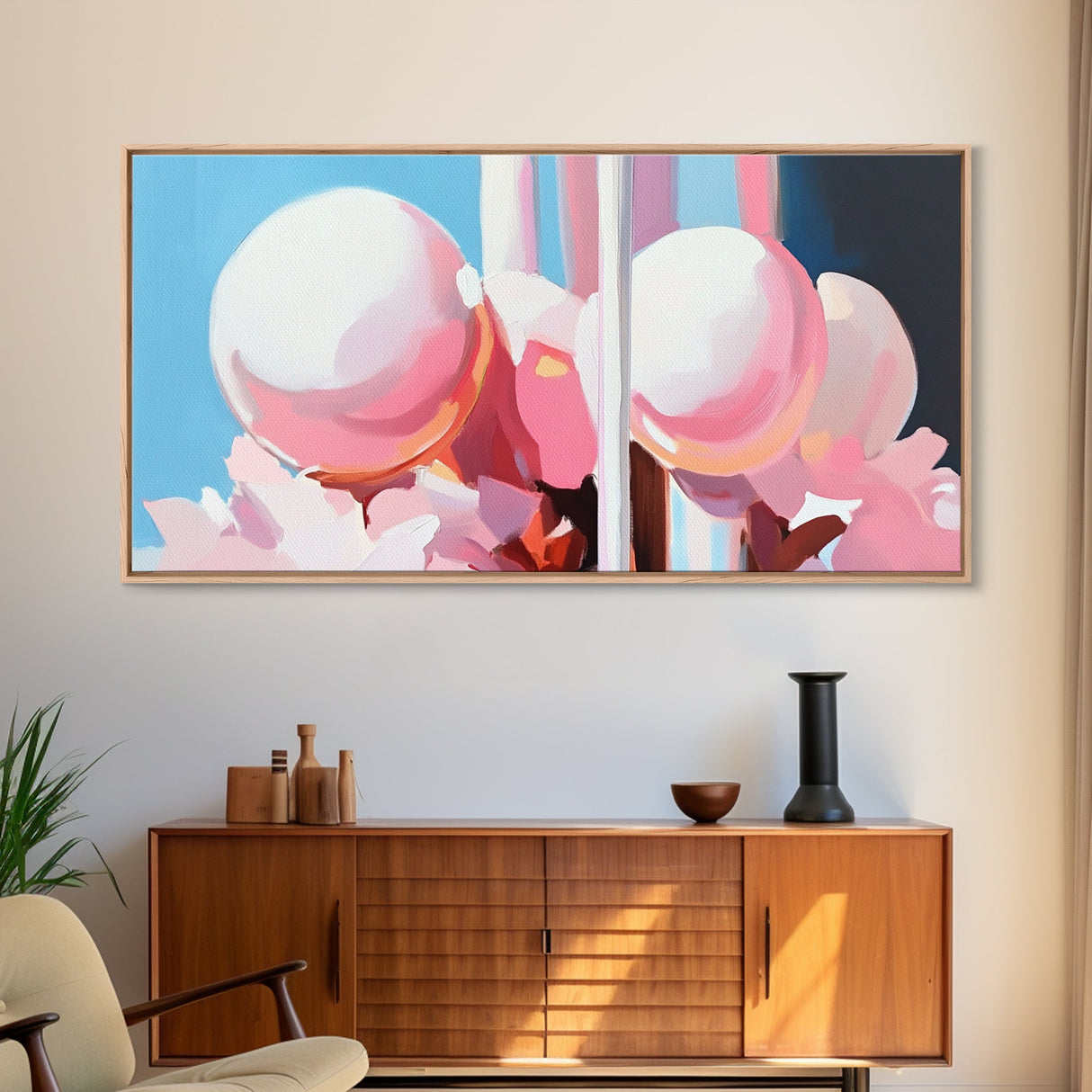 Abstract Sphere Art, Modern Pastel Aesthetic, Surreal Reflection Painting, Dreamy Minimalist Home Decor, Unique Wall Art, Canvas Print