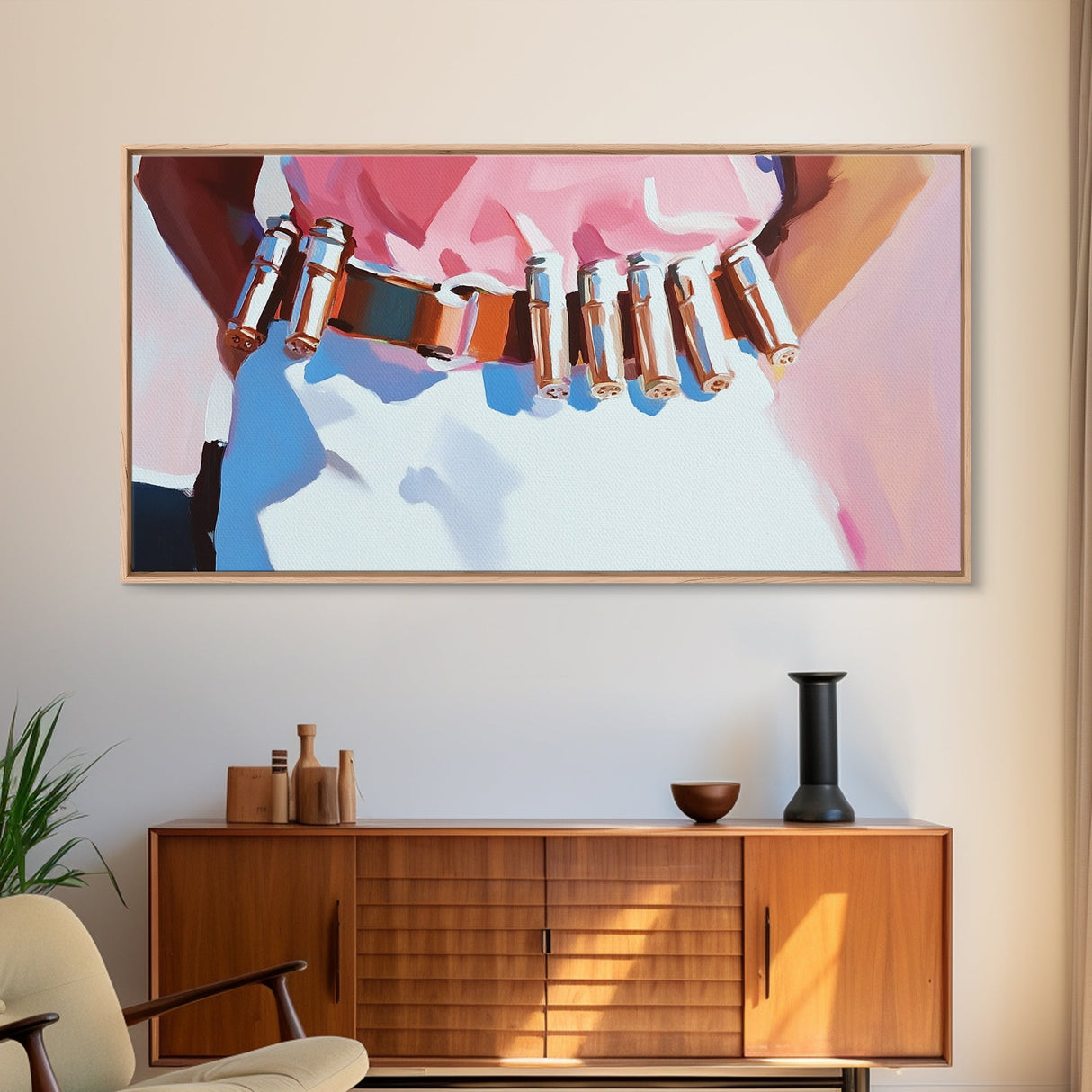 Western Style, Pink Cowboy, Modern Americana, Rustic Art, Boho Aesthetic, Home Office Wall Art, Western Decor, Framed Canvas Print