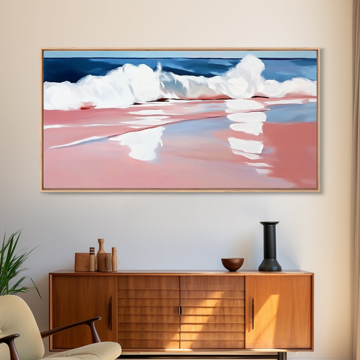 Ocean Wave, Serene Seascape, Coastal Home Decor, Beach Vibes, Minimalist Blue Art, Nautical Aesthetic, Canvas Print, Bathroom Wall Art