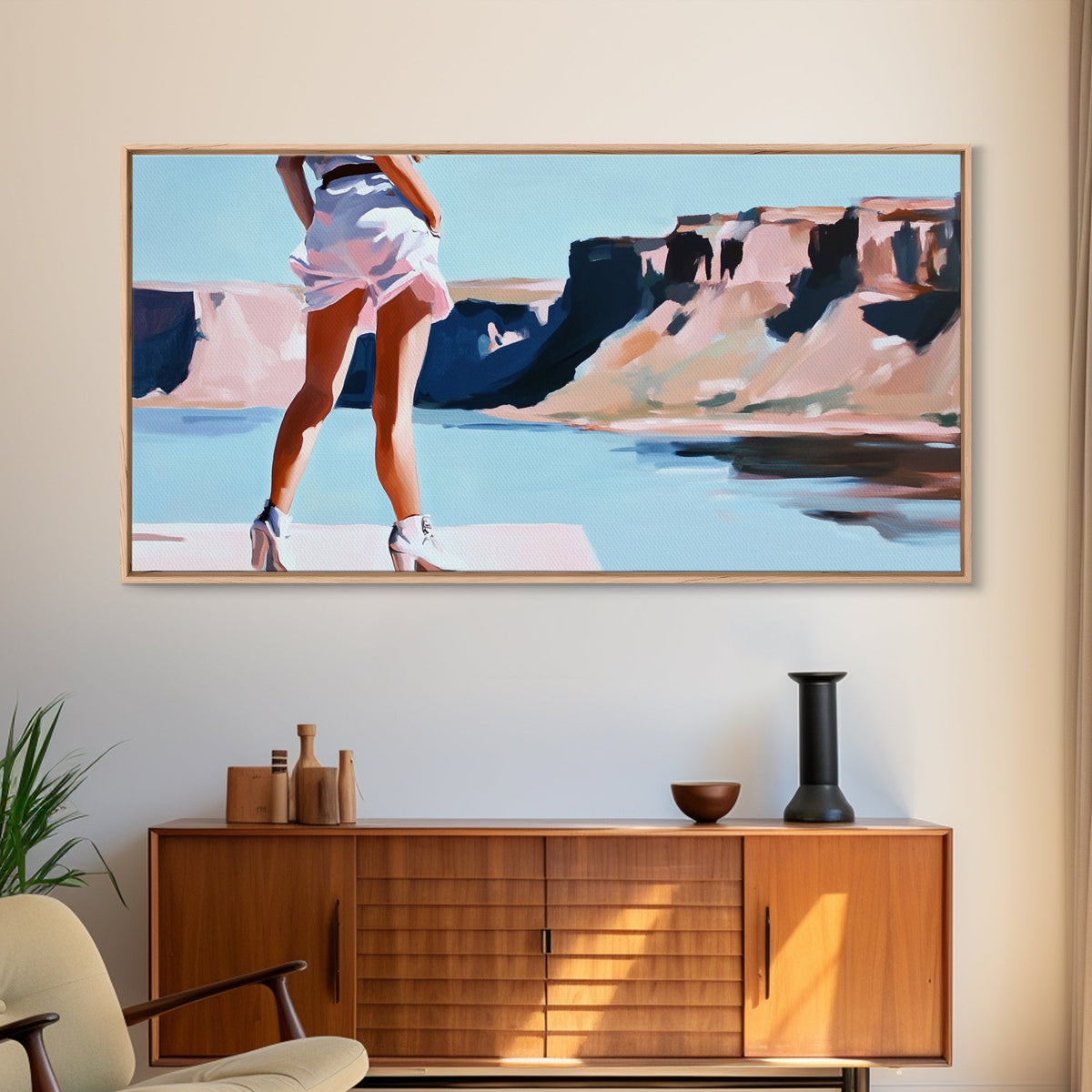 Desert Hike, Canyon View, Travel Photography Art, Adventure Aesthetic, Wanderlust Inspired Decor, Modern Boho Style, Framed Canvas Print