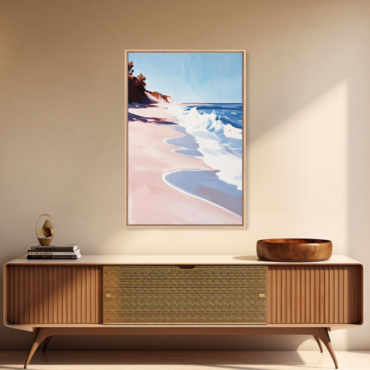 Ocean Waves, Coastal Art, Beach House Print, Nautical Wall Art, Framed Canvas Print, Modern Seascape, Minimalist Decor, Blue Tones