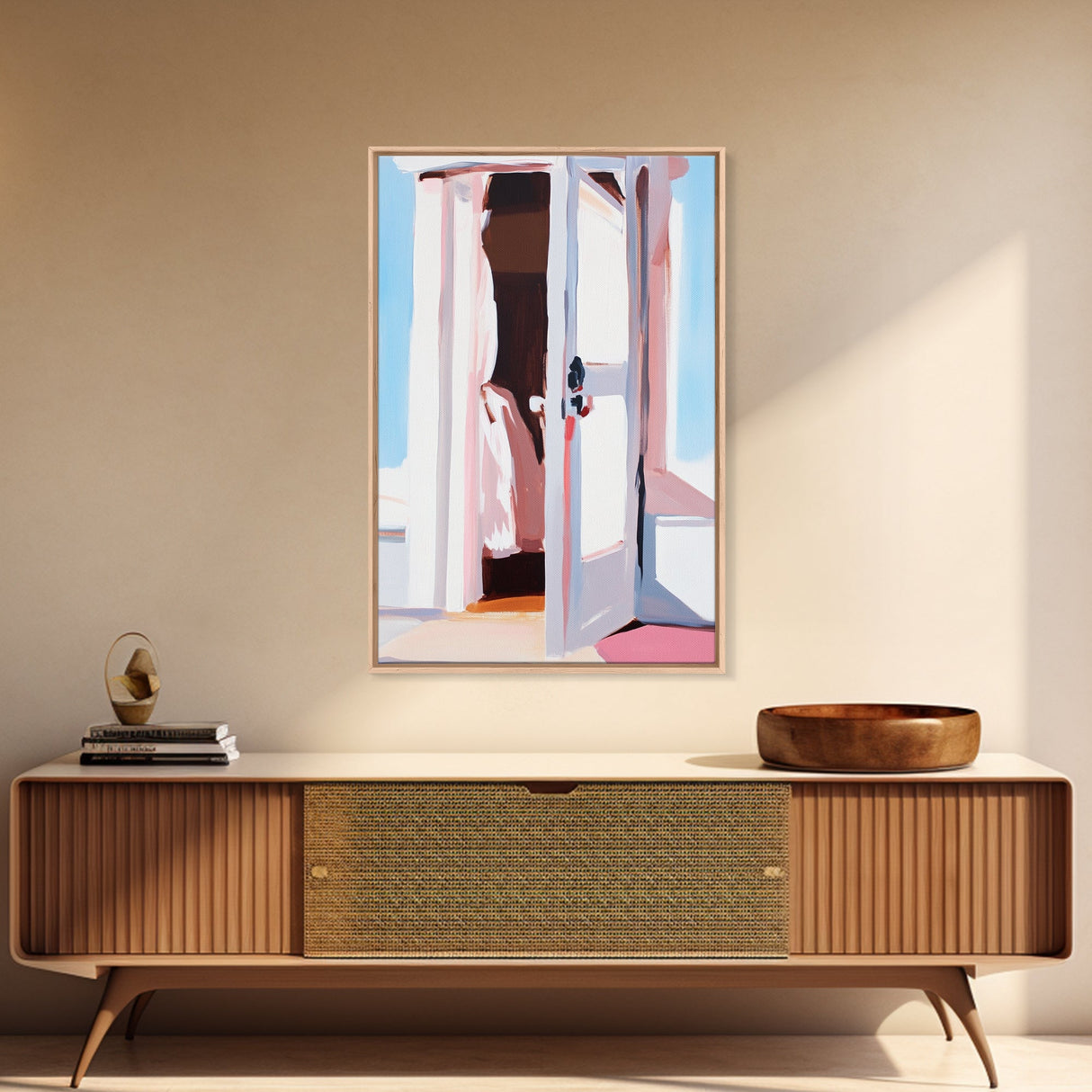 Open Door, Sunlit Entryway, Warm Aesthetic, Canvas Print, Cozy Home Decor, Minimalist Art, Farmhouse Wall Art, Living Room Decor