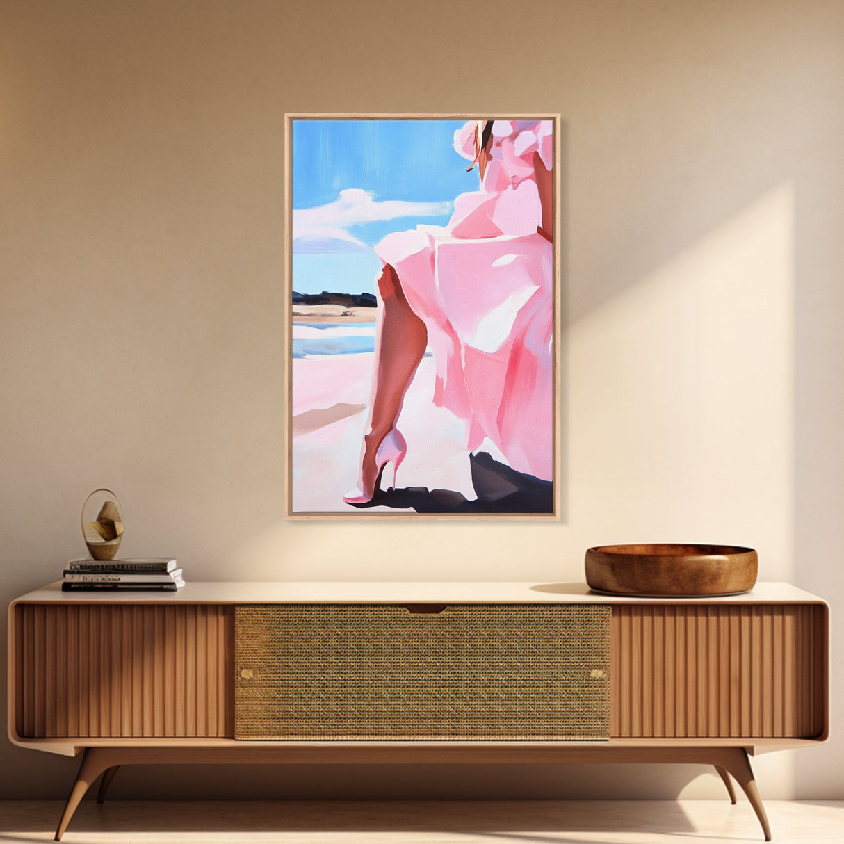 Elegant Dress, Fashion Wall Art, Feminine Aesthetic, Chic Decor, Stylish Woman, Soft Pastels, Modern Minimalist, Canvas Print