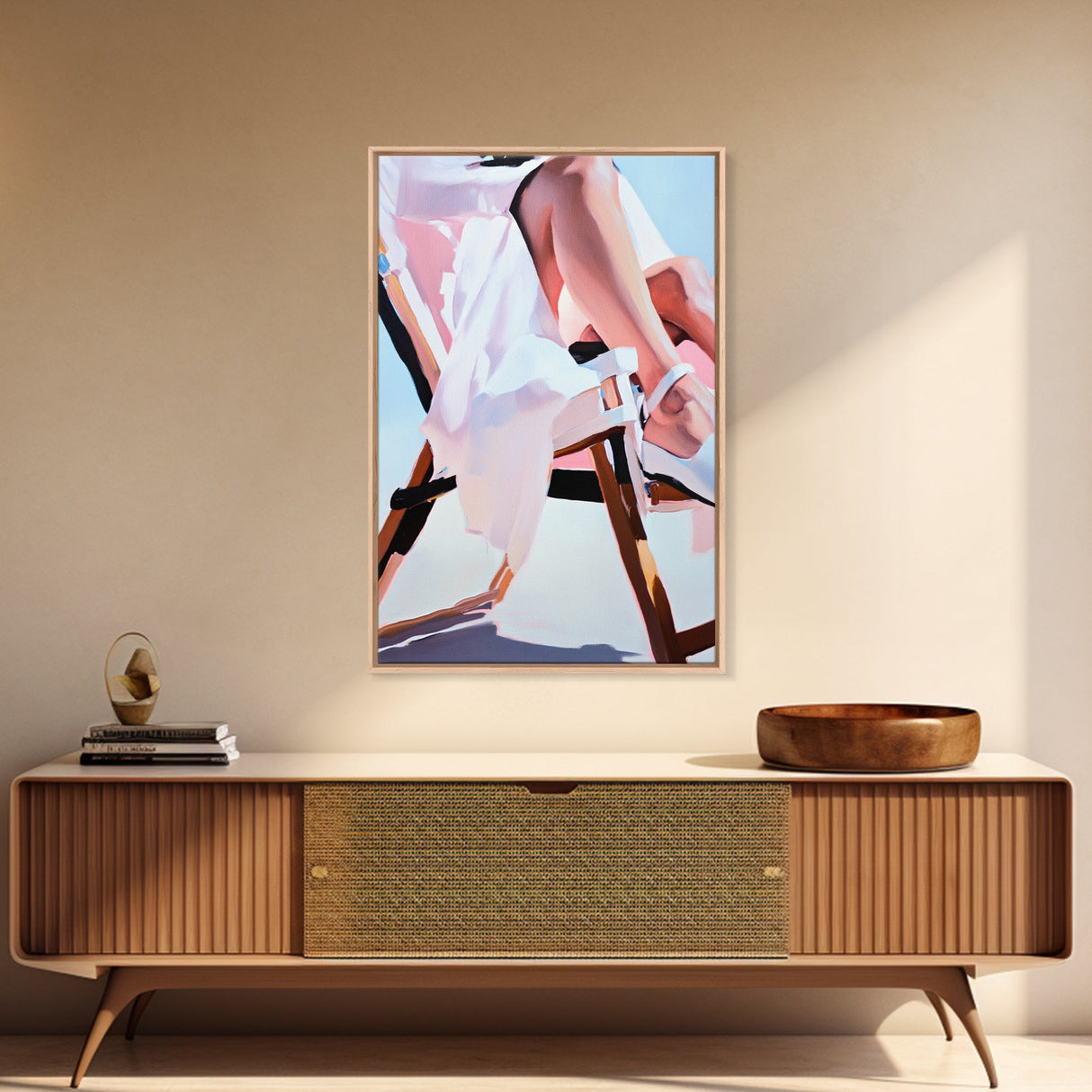 Relaxing Moment, Summer Vibes, Elegant Legs, Canvas Print, Feminine Art, Minimalist Aesthetic, Bedroom Wall Art, Chic Modern Decor