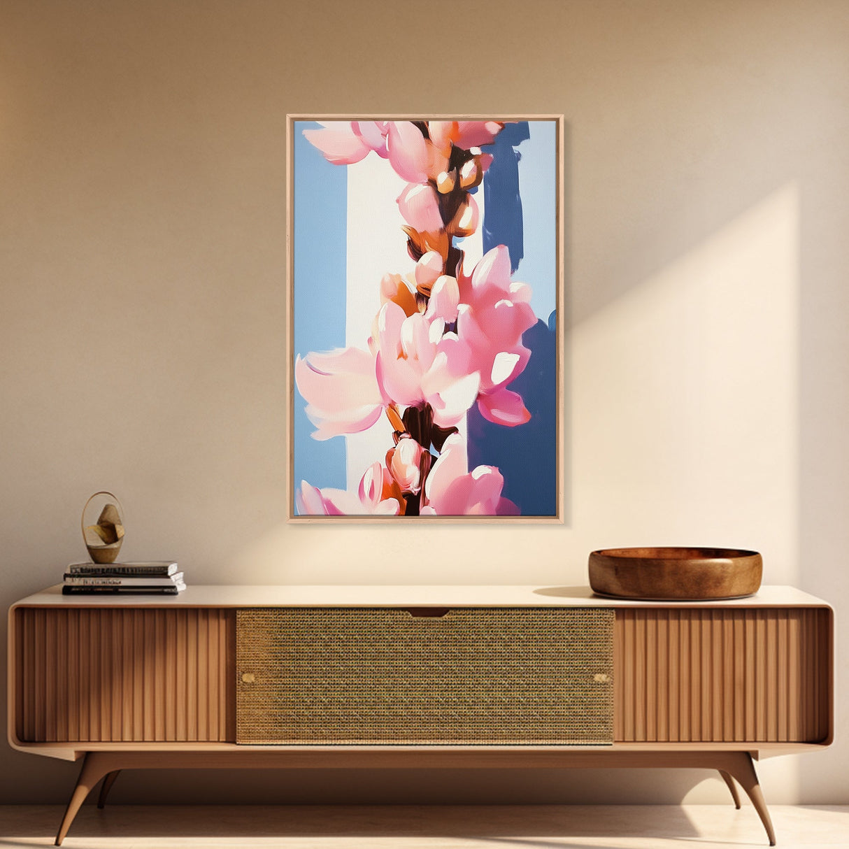 Sunlit Blossoms, Soft Pastel, Romantic Floral Art, Feminine Wall Decor, Modern Botanical Painting, Bedroom Wall Art, Canvas Print