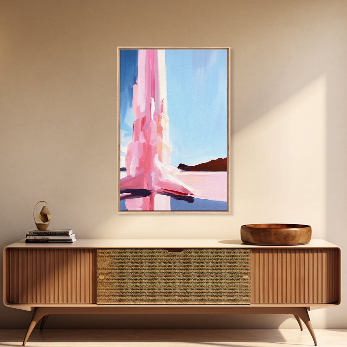 Iceberg Reflection, Abstract Arctic Scene, Minimalist Blue Wall Art, Serene Landscape Painting, Framed Canvas Print, Office Wall Art