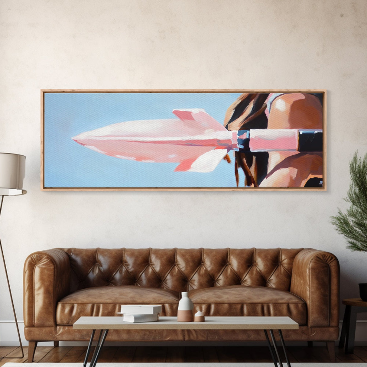 Pink Rocket, Retro Futurism, Pop Art Aesthetic, Mid-Century Modern Wall Art, Playful Home Design, Bold Statement Art, Canvas Print