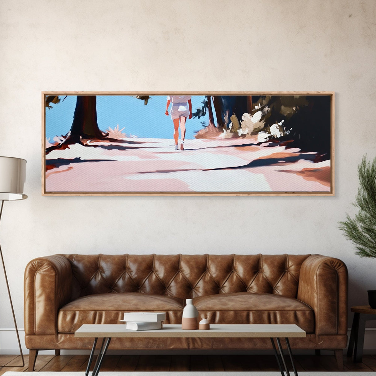 Forest Walk, Serene Nature, Outdoor Adventure, Framed Canvas Print, Minimalist Wall Art, Tranquil Landscape, Cozy Home Aesthetic