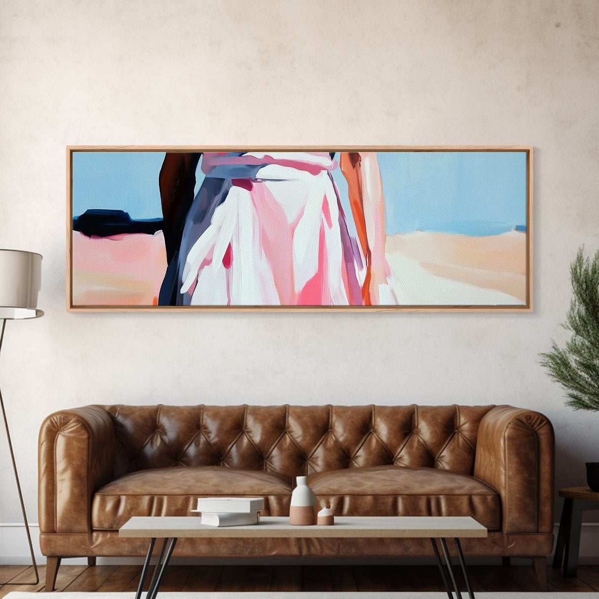 Elegant Woman Art, Feminine Abstract, Fashion Wall Decor, Modern Framed Canvas Print, Pastel Painting, Bedroom or Dressing Room Art