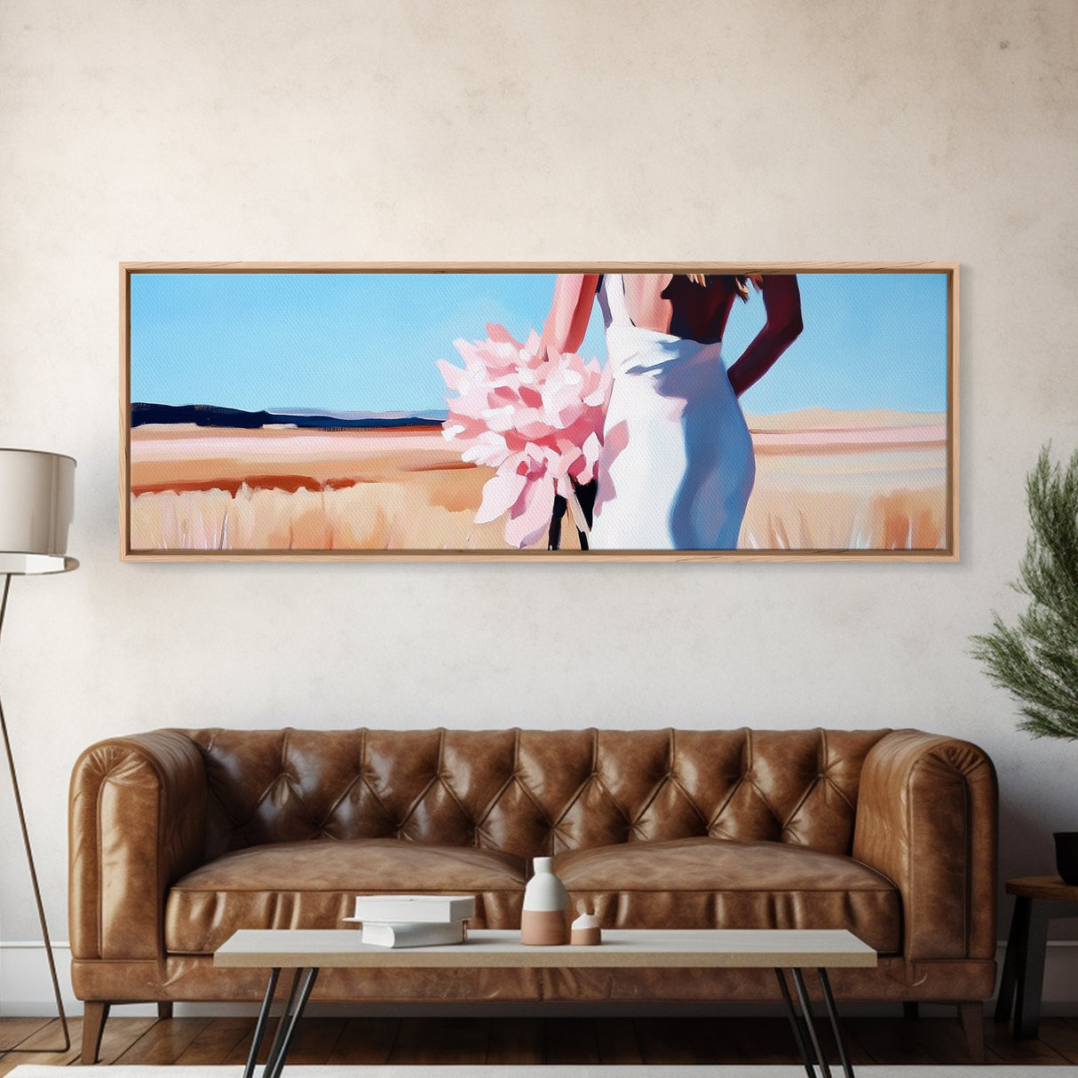 Golden Fields, Rustic Nature Art, Country Landscape Painting, Warm Toned Framed Canvas Print, Living Room Wall Decor, Autumn Artwork