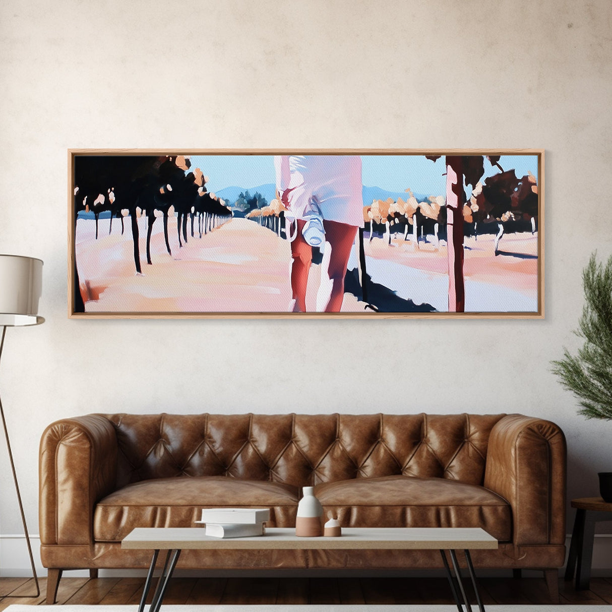 Vineyard Stroll, Summer Fields, Countryside Art, Framed Canvas Print, Warm Home Decor, Rustic Wall Art, Elegant Landscape, Entryway