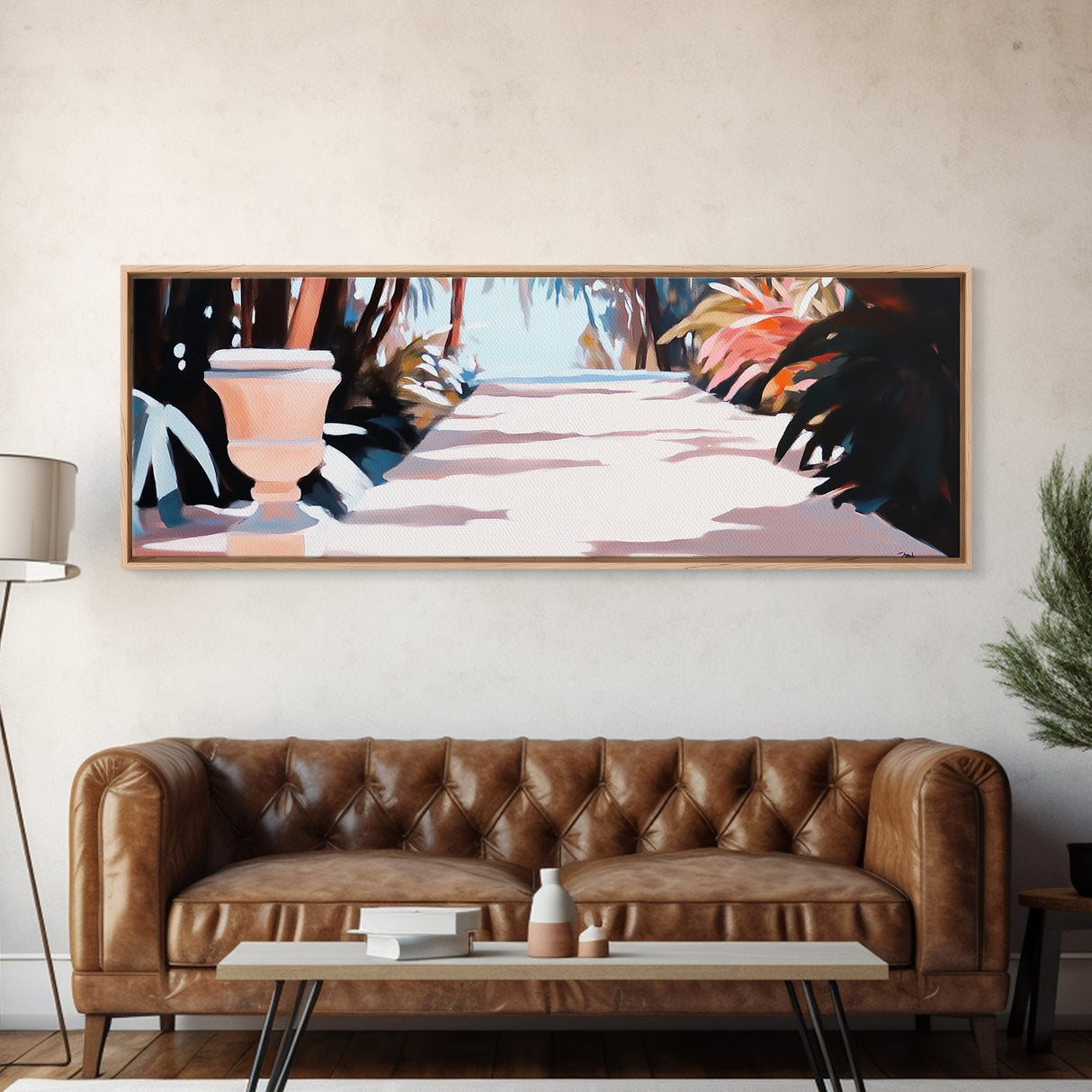 Palm Pathway, Tropical Landscape, Summer Art, Framed Canvas Print, Boho Wall Art, Relaxing Home Decor, Beach Vibes, Coastal Living