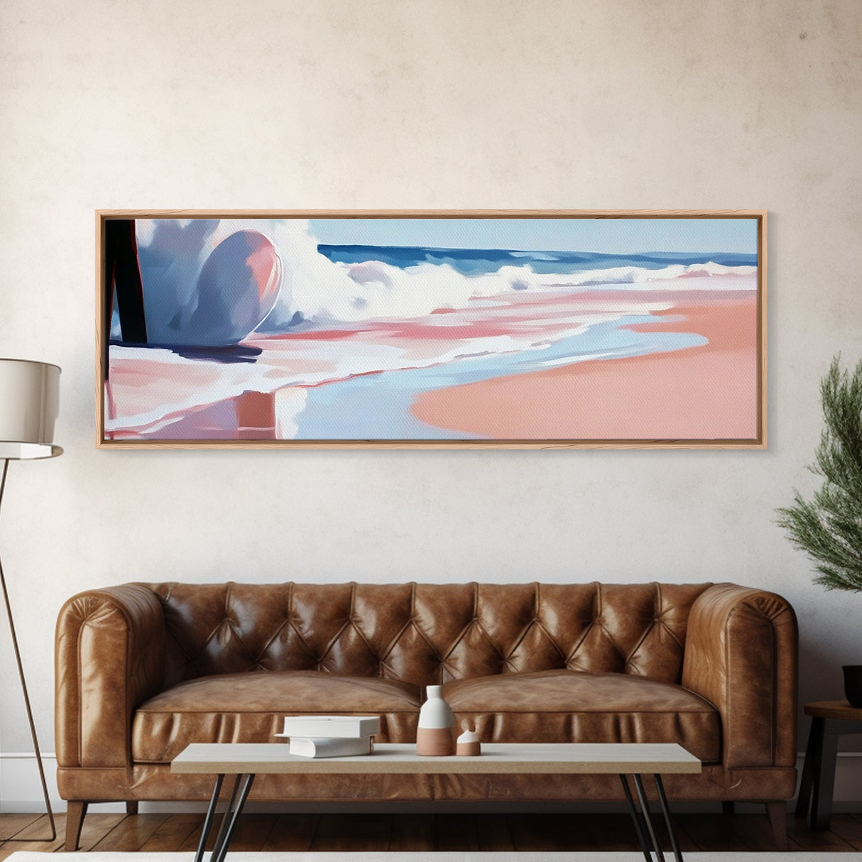 Ocean Waves, Surf Art, Coastal Horizon, Serene Beach Scene, Nautical Theme, Framed Canvas Print, Living Room Wall Art, Beach Decor
