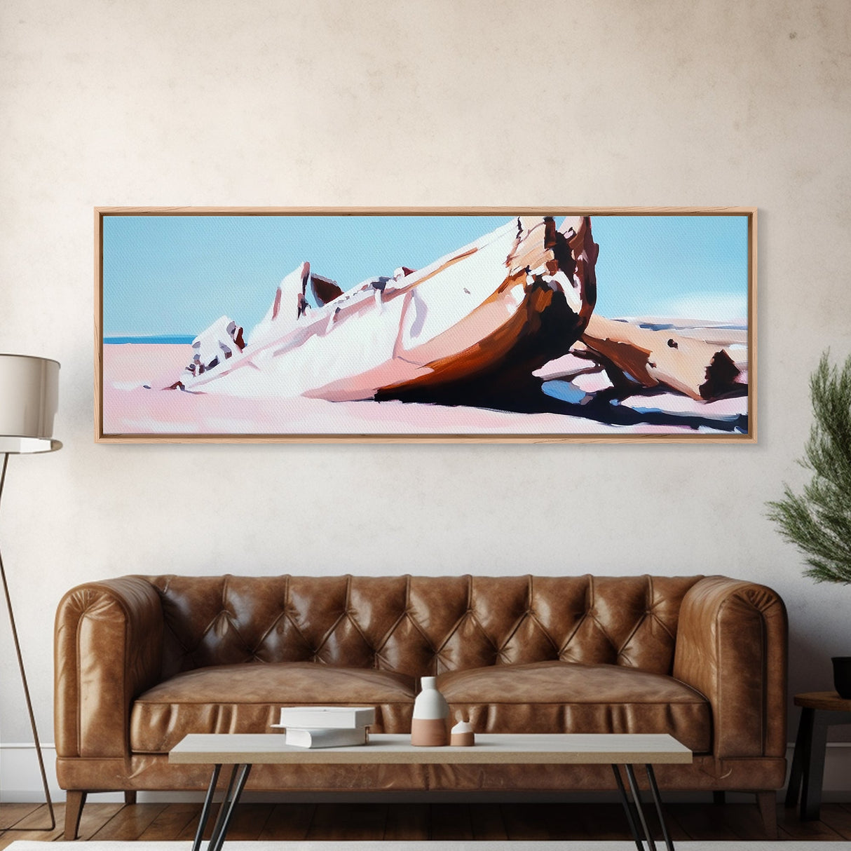 Shipwreck, Abandoned Boat, Nautical Art, Framed Canvas Print, Coastal Wall Art, Rustic Decor, Minimalist Print, Living Room Art