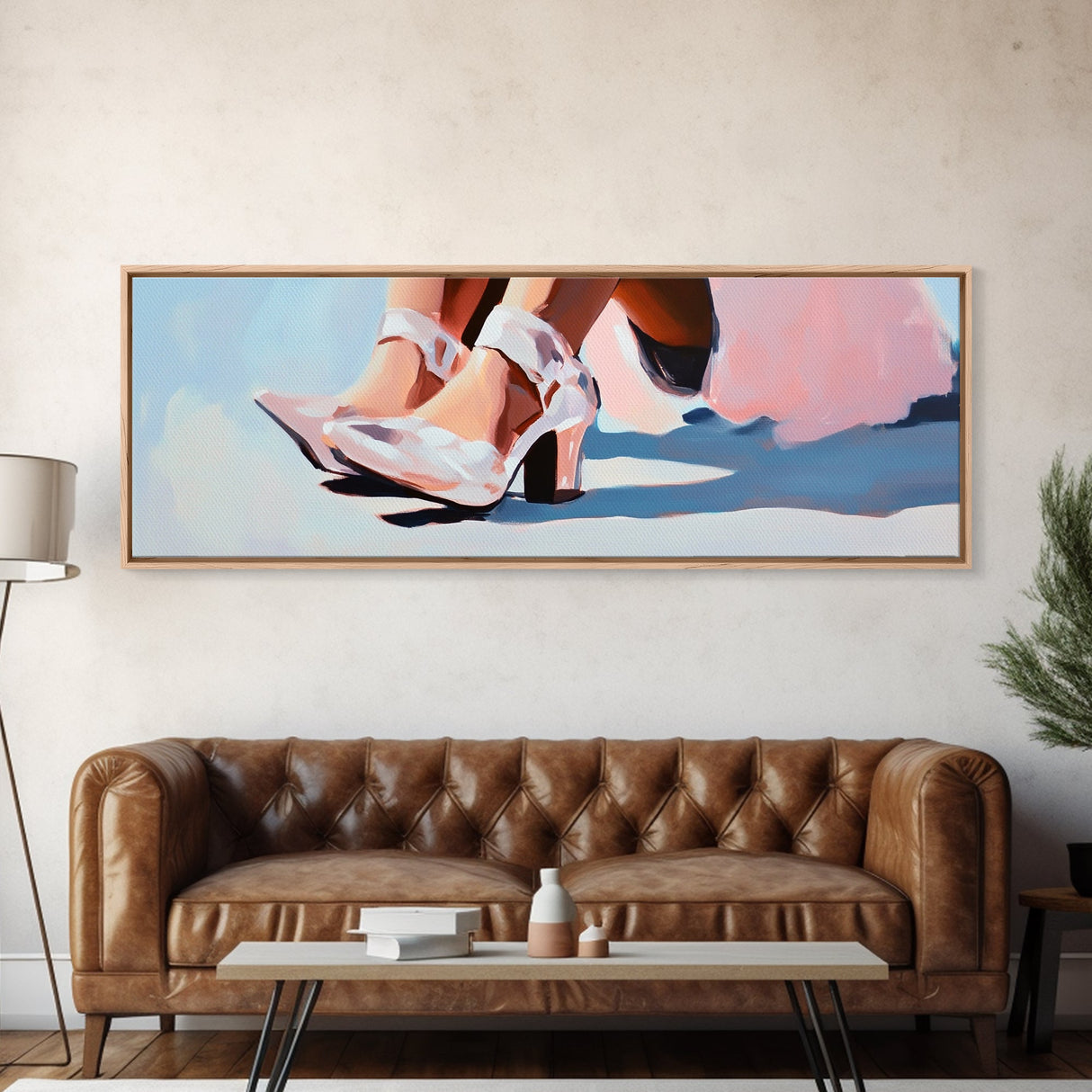Heels, Fashion Art, Elegant Winter, Canvas Print, Feminine Aesthetic, Stylish Wall Art, Pastel Decor, Modern Bedroom Art