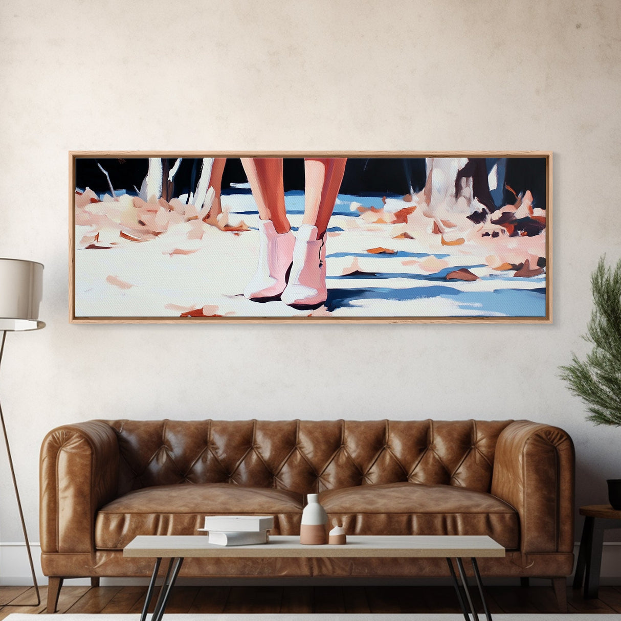 Autumn Steps, Fall Aesthetic, Cozy Vibes, Framed Canvas Print, Rustic Wall Art, Warm Tones, Bedroom Decor, Nature Inspired Artwork