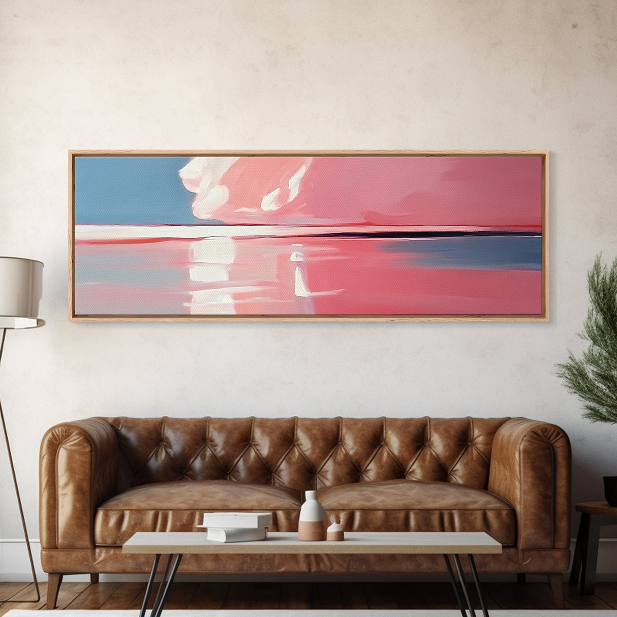 Pink Sunset, Tranquil Beach, Evening Serenity, Canvas Print, Coastal Wall Art, Bedroom Decor, Soft Aesthetic, Modern Home Design