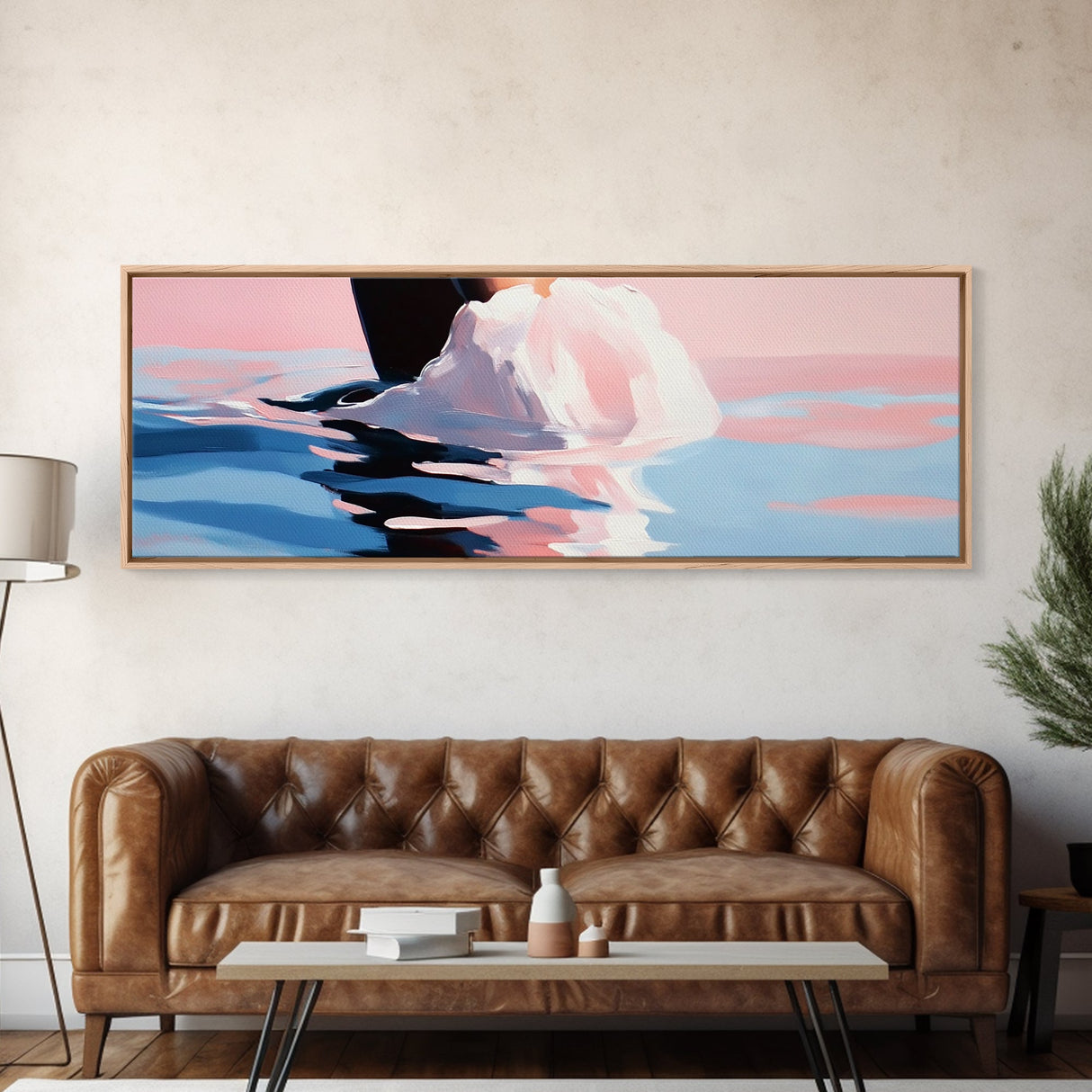 Ocean Waves, Sunset Beauty, Tranquil Seascape, Beach House, Framed Canvas Print, Coastal Art, Living Room Decor, Summer Vibes