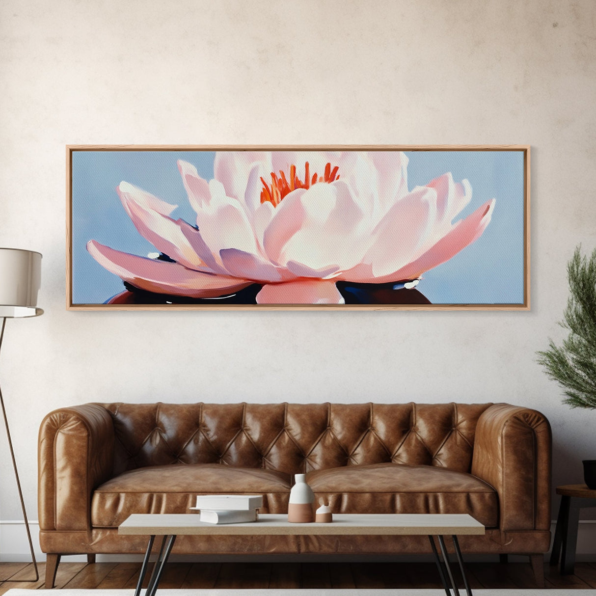 Lotus Flower, Pink Petals, Zen Botanical, Tranquil Nature Art, Meditation Space Decor, Canvas Print, Bathroom Wall Art, Modern Floral